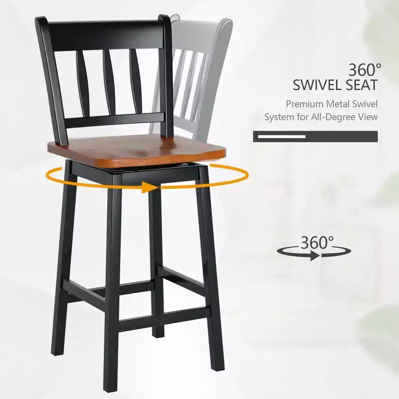 Lot de 2 tabourets de bar Costway, pivotants, hauteur de comptoir 62,2 cm avec repose-pieds