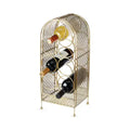 Twine Trellis Wine Rack, Holds 7 Bottles, Gold Countertop Wine Storage, Cast Iron
