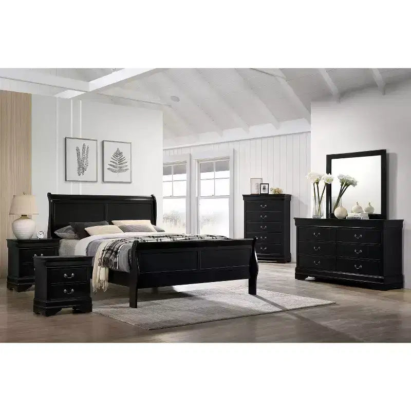 Ensemble de chambre 6 pièces lit traîneau argenté – HOMES: Inside + Out