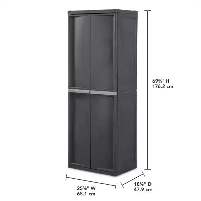 Meuble de rangement Sterilite à 4 étagères réglables avec portes, gris | 01423V01