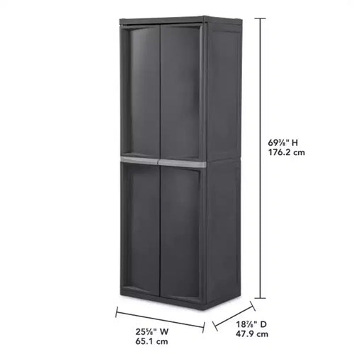 Armoire de rangement à 4 étagères réglables avec portes, grise | 01423V01