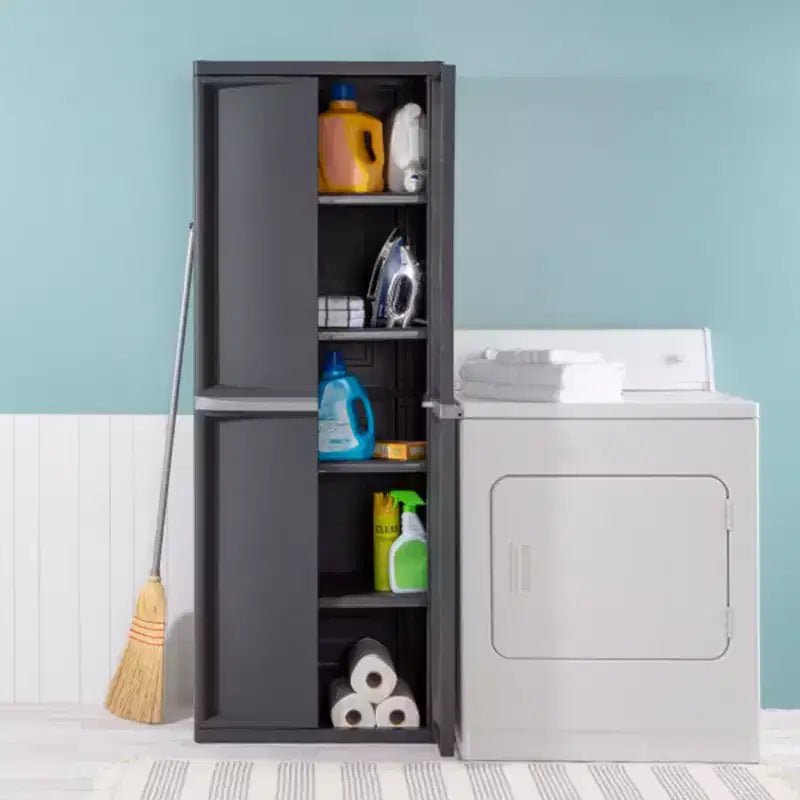 Meuble de rangement Sterilite à 4 étagères réglables avec portes, gris | 01423V01