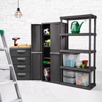 Meuble de rangement Sterilite à 4 étagères réglables avec portes, gris | 01423V01
