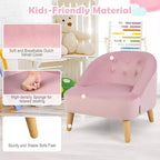 Costway Canapé-Fauteuil pour Enfants avec Ottoman, Canapé Simple pour Tout-Petit Rembourré en Velours Gris/Rose