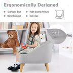 Costway Canapé-Fauteuil pour Enfants avec Ottoman, Canapé Simple pour Tout-Petit Rembourré en Velours Gris/Rose
