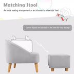 Costway Canapé-Fauteuil pour Enfants avec Ottoman, Canapé Simple pour Tout-Petit Rembourré en Velours Gris/Rose