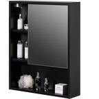 Basicwise Wall Mount Bathroom Mirrored Storage Cabinet with Open Shelf | 2 Adjustable Shelves Medicine Organizer Storage Furniture