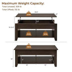 Table basse relevable Yaheetech avec rangement et 2 étagères ouvertes pour salon, salle de réception, bureau