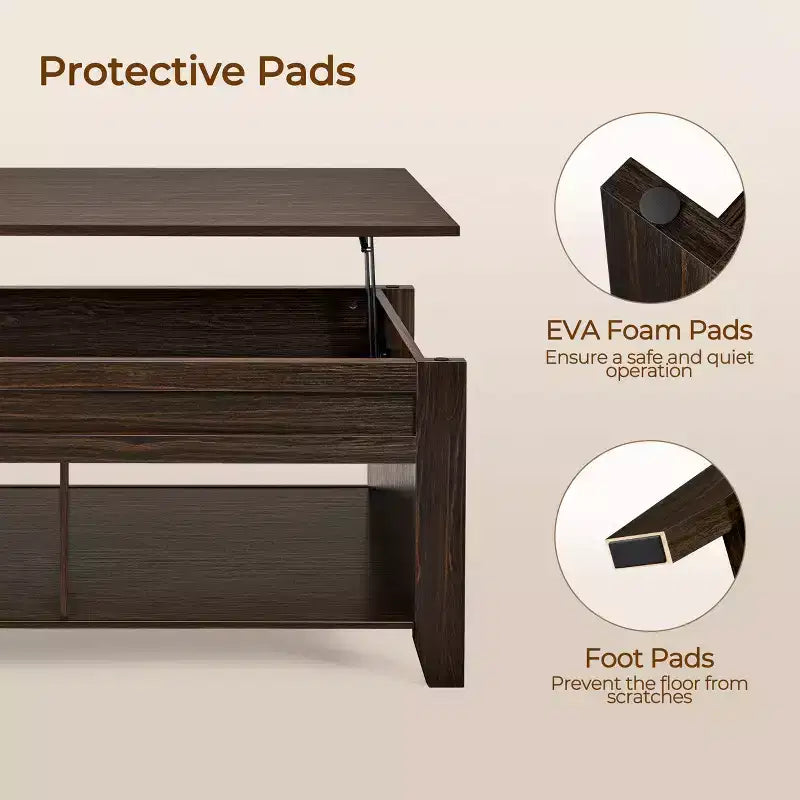 Table basse relevable Yaheetech avec rangement et 2 étagères ouvertes pour salon, salle de réception, bureau