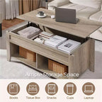 Table basse relevable Yaheetech avec rangement et 2 étagères ouvertes pour salon, salle de réception, bureau