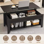 Table basse relevable Yaheetech avec rangement et 2 étagères ouvertes pour salon, salle de réception, bureau