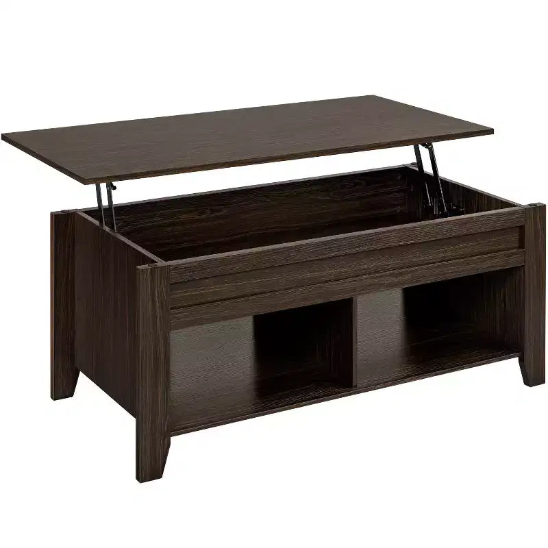 Table basse relevable Yaheetech avec rangement et 2 étagères ouvertes pour salon, salle de réception, bureau