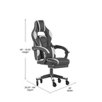 Chaise de jeu Flash Furniture X40, chaise d'ordinateur de course avec dossier et accoudoirs entièrement inclinables et roulettes transparentes, repose-pieds coulissant