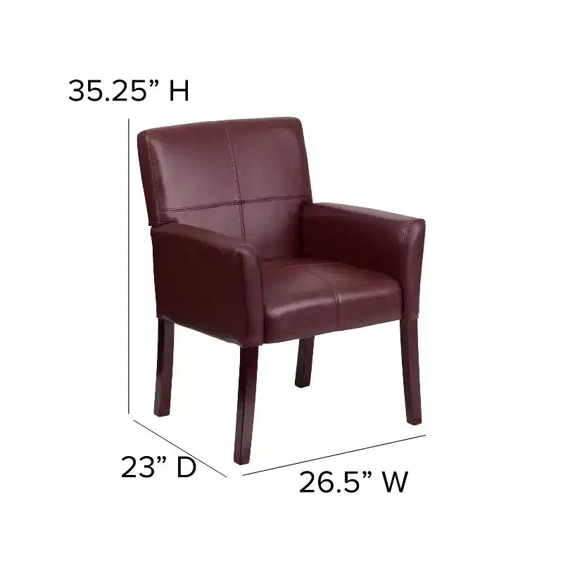 Fauteuil de réception de direction Emma et Oliver en cuir avec pieds en acajou
