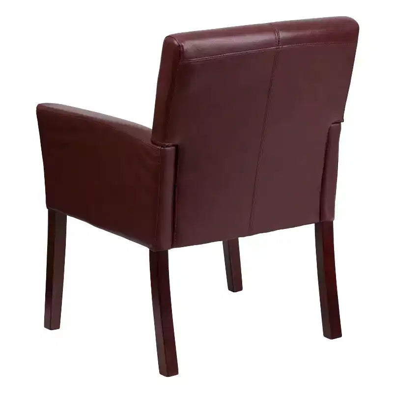 Fauteuil de réception de direction Emma et Oliver en cuir avec pieds en acajou
