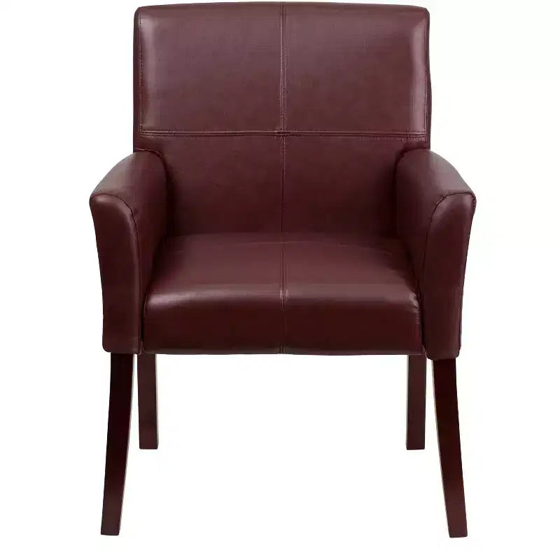 Fauteuil de réception de direction Emma et Oliver en cuir avec pieds en acajou