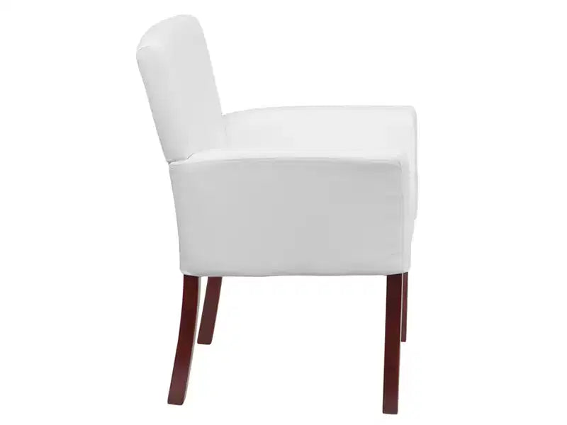 Fauteuil de réception de direction Emma et Oliver en cuir avec pieds en acajou