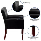 Fauteuil de réception de direction Emma et Oliver en cuir avec pieds en acajou