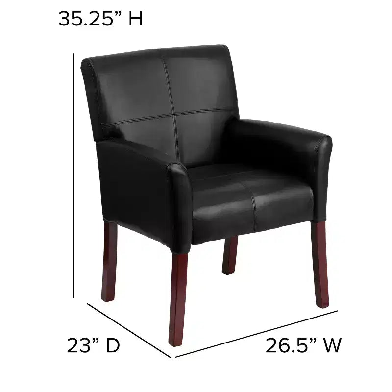 Fauteuil de réception de direction Emma et Oliver en cuir avec pieds en acajou