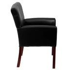 Fauteuil de réception de direction Emma et Oliver en cuir avec pieds en acajou
