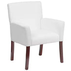 Fauteuil de réception de direction Emma et Oliver en cuir avec pieds en acajou