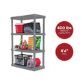 IRIS Plastic Heavy Duty 4 Tier Utility Shelf Gray