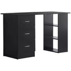 HOMCOM 47 Modern Home Office Computer Desk Bookcase Combo Writing Table Workstation with 3 Drawer and Storage Shelf - White