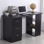HOMCOM Bureau d'ordinateur moderne 47" pour la maison et le bureau, combo bibliothèque, table d'écriture, poste de travail avec 3 tiroirs et étagère de rangement - Blanc
