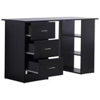 HOMCOM Bureau d'ordinateur moderne 47" pour la maison et le bureau, combo bibliothèque, table d'écriture, poste de travail avec 3 tiroirs et étagère de rangement - Blanc