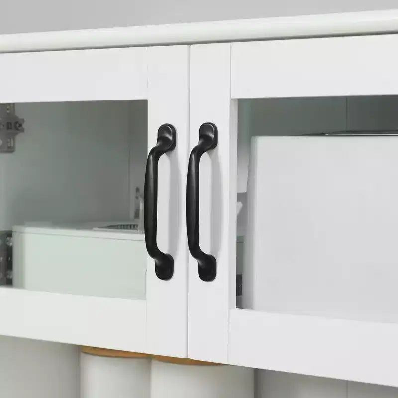 HOMCOM Meuble de cuisine autoportant de 161,3 cm, buffet à 4 portes avec huche, meuble de rangement pour bar à café avec étagères réglables, blanc