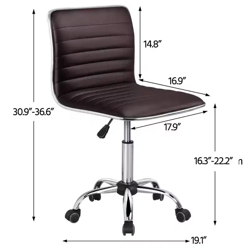 Chaise de bureau Yaheetech sans accoudoirs en similicuir avec roulettes