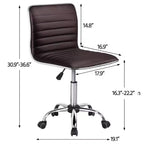 Chaise de bureau Yaheetech sans accoudoirs en similicuir avec roulettes