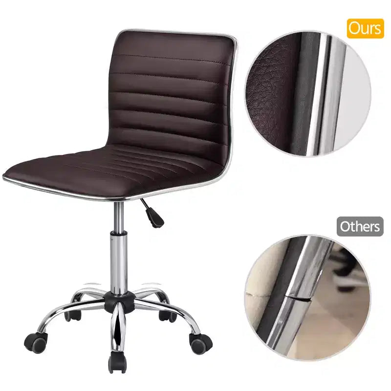 Chaise de bureau Yaheetech sans accoudoirs en similicuir avec roulettes
