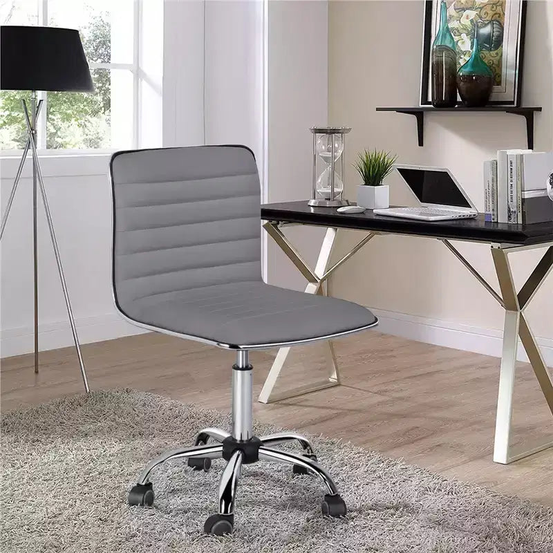 Chaise de bureau Yaheetech sans accoudoirs en similicuir avec roulettes