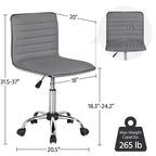 Chaise de bureau Yaheetech sans accoudoirs en similicuir avec roulettes