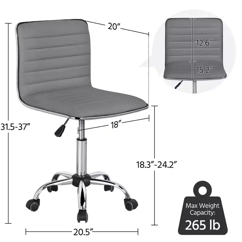 Chaise de bureau Yaheetech sans accoudoirs en similicuir avec roulettes