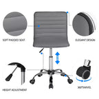 Chaise de bureau Yaheetech sans accoudoirs en similicuir avec roulettes