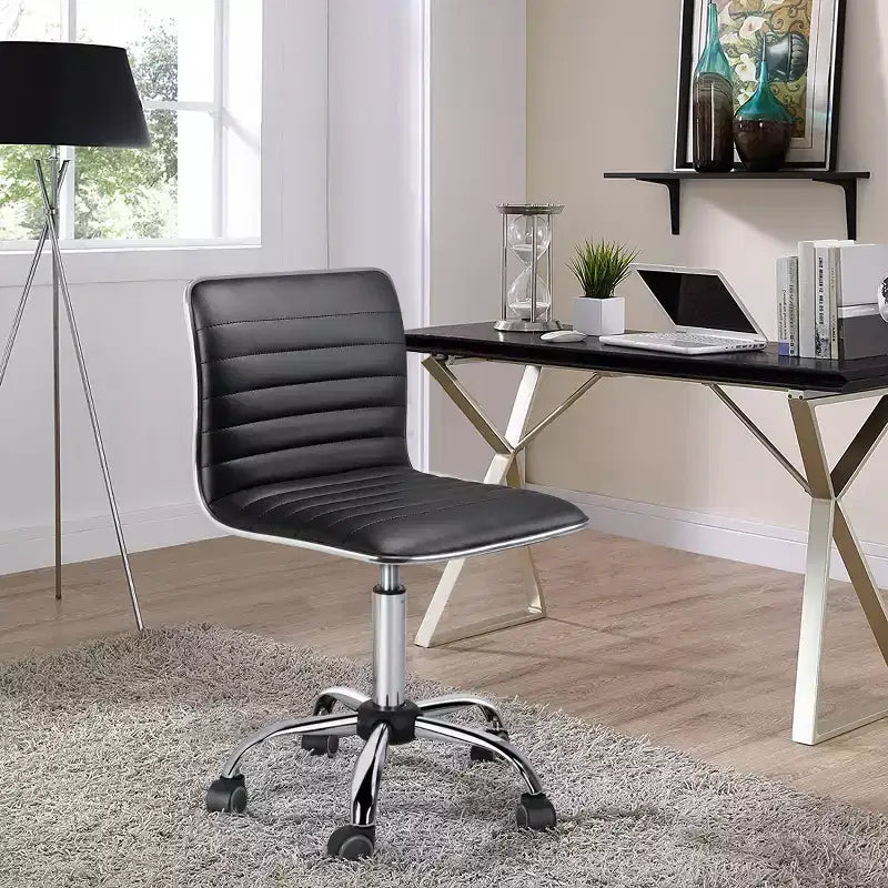 Chaise de bureau Yaheetech sans accoudoirs en similicuir avec roulettes