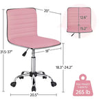 Chaise de bureau Yaheetech sans accoudoirs en similicuir avec roulettes
