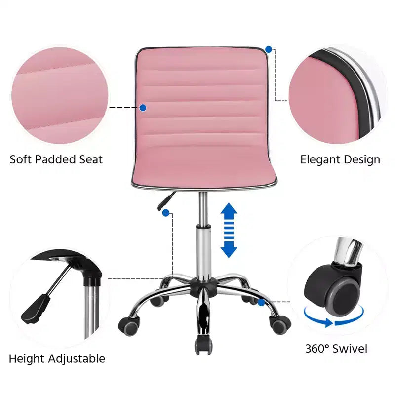 Chaise de bureau Yaheetech sans accoudoirs en similicuir avec roulettes