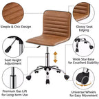 Chaise de bureau Yaheetech sans accoudoirs en similicuir avec roulettes
