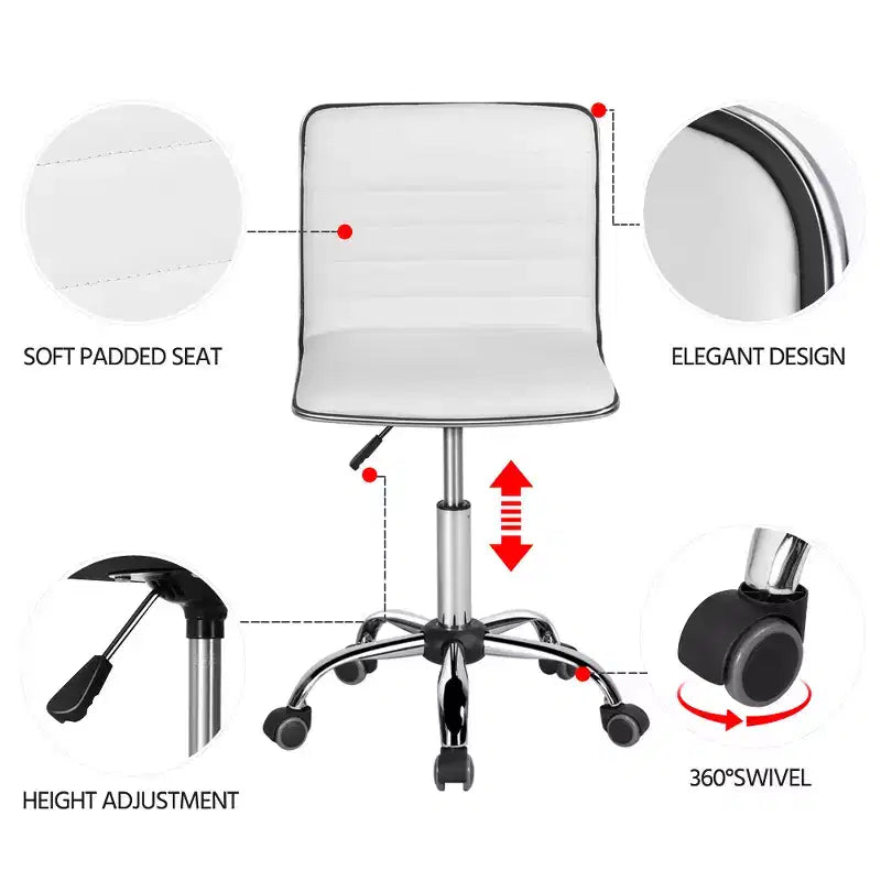 Chaise de bureau Yaheetech sans accoudoirs en similicuir avec roulettes