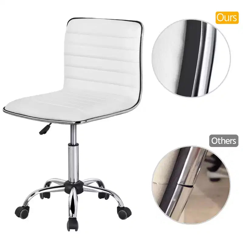 Chaise de bureau Yaheetech sans accoudoirs en similicuir avec roulettes