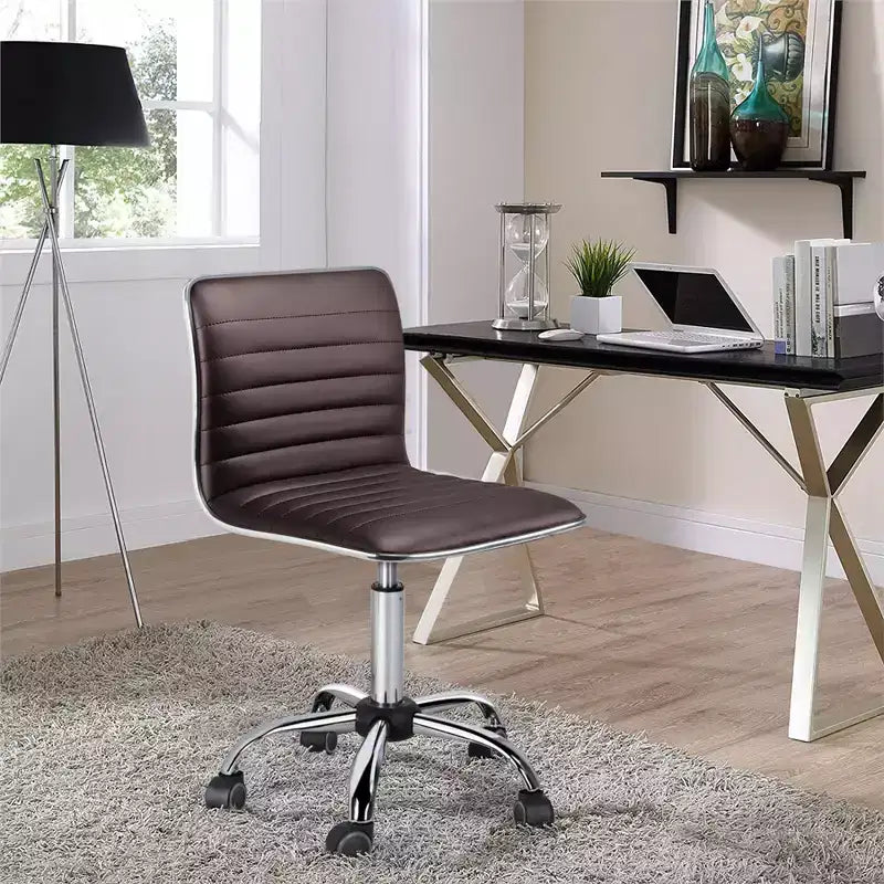 Chaise de bureau Yaheetech sans accoudoirs en similicuir avec roulettes