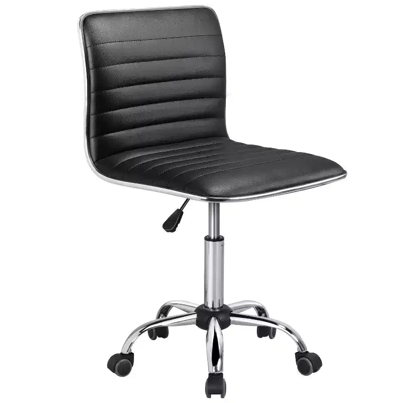 Yaheetech PU Leather Armless Office Chair Desk Chair with Wheels
